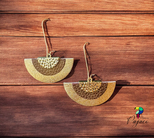 Boucles d'oreilles - Demi-lune dorée & brun irrisé