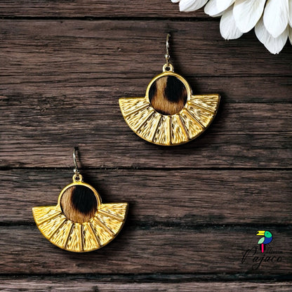 Boucles d'oreilles Eventail - Léopard
