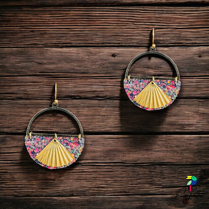 Boucles d'oreilles - Papyrus - Glitter corail / vert