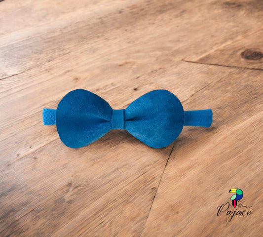 Elastique cheveux - Noeud cuir bleu roi