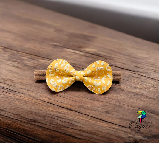 Elastique cheveux - Noeud cuir graou jaune